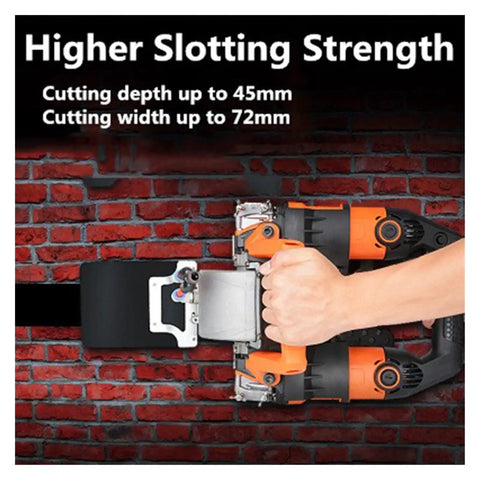 Badass 5200W Electric Wall Chaser Powers Through Brick Concrete And Tile While Dishing Out Hella Precise Grooves Fast With Laser Tracking And Slick Depth Tweaks, showing precise cutting depth and width settings.