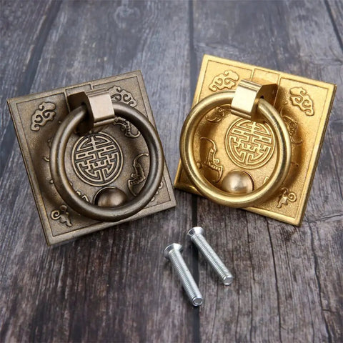 Antique Bronze Brass Cabinet Door Handle 2pc Set For Cabinets Drawers Cupboards With Chinese Drop Style Design