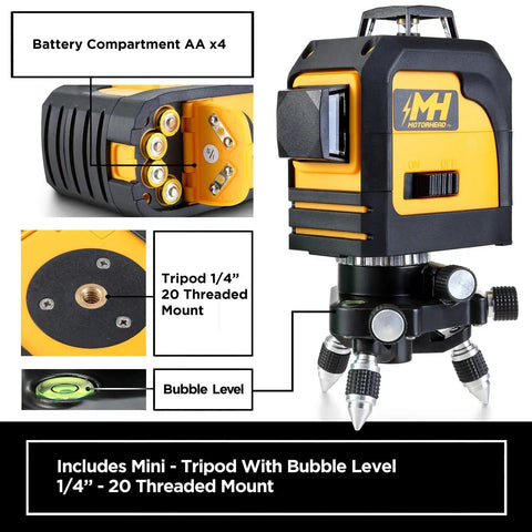 Self Leveling 360 Degree Green Cross Line Laser Level With Horizontal And Vertical Beams IP54 Dust And Water Resistant