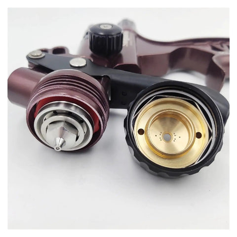 Top Tier Pneumatic Paint Sprayer With 1.3 Mm Stainless Steel Nozzle Kit close-up showing nozzle and gun detail.