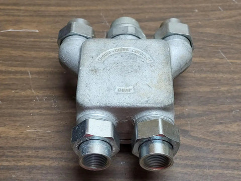 Hella Heavy Duty Explosion Proof Junction Box With Union Hubs, 4-3/4 inch grey metal design for job site wiring