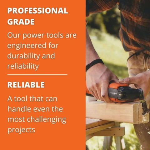 Tough As Nails 18 Volt Cordless 4 Speed Drill Driver With Brushless Motor And Fully Encapsulated Dustproof Housing QuickIn Max Mounting in use on wood.