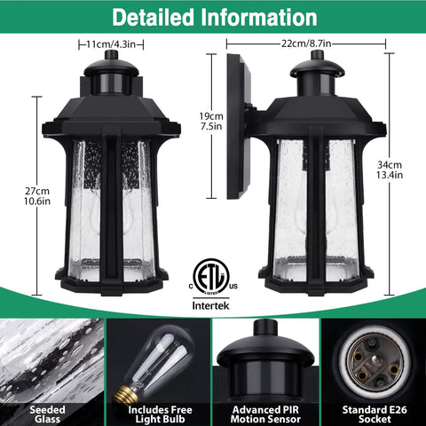 Motion Sensor Outdoor Lights With 3 Lighting Modes For Porch And House Dusk To Dawn Wall Light With Bulb Waterproof Aluminum