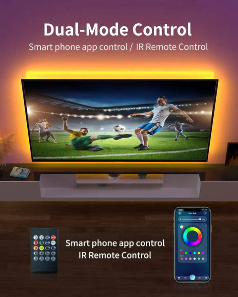Color Changing Bluetooth LED Backlights For TV With Dope Smart App Control 15ft USB Powered Strip in gaming room setup
