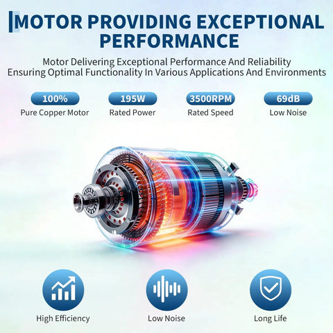 Motor specifications for Powerful 8 Inch Air Mover Blower Fan With 1100 CFM Low Noise Portable Industrial Exhaust Fan
