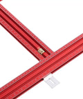 Premium 800mm Adjustable Router Template With Aluminum Alloy Rail Track And Square Frame Jig, showing adjustable red aluminum guide with measurement markings.