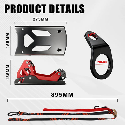 Foldable Motorcycle Wheel Chocks With Tie Down Strap, 1800 Lbs Capacity, Universal For 8 To 21 Inch Wheel, Fits Cruiser, Sport, Dirt Bikes, Trailer Or Truck Transport, Red, product dimensions and details
