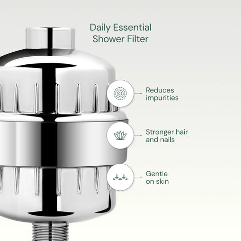 High Output Universal Shower Filter With Replaceable Multi Stage Cartridge Reduces Chlorine And Odor For Clearer Skin Chrome Finish
