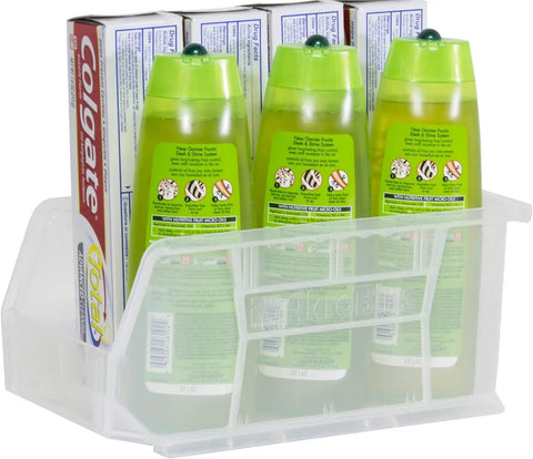 Clear Stackable Storage Bins Set For Garage, Pantry And Craft Room, Heavy-Duty Plastic Organizers That Hold Tools, Snacks, Toys