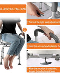 360 Degree Swivel Shower Chair For Tub And Shower, Height Adjustable Anti Slip Bath Stool with usage instructions