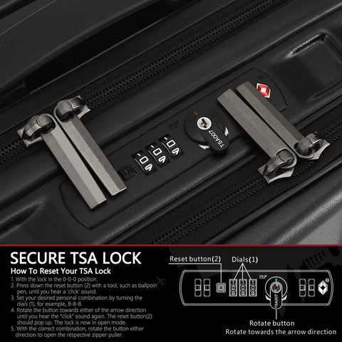 dual compartment carry on luggage TSA lock instructions
