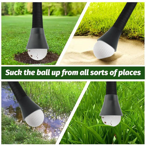 Five Piece Golf Putter Ball Retriever Set With Quick Install Grabber And Portable Suction Cup For Easy Ball Pickup From Greens Bunkers And Practice Mats No Bend Retrieval For Putter Grip And Swing Handle Black