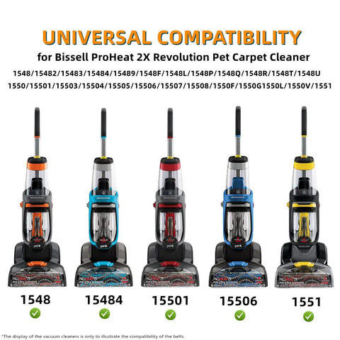 Replacement Belt Set For Bissell ProHeat 2X Revolution Pet Carpet Cleaner Fits Models 1548 1550 1551 1551W 1550 Series