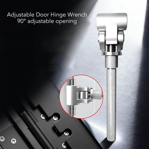 Adjustable Door Hinge Wrench For Quick, Precise Hinge Alignment And Repair, stainless steel tool with adjustable jaw.