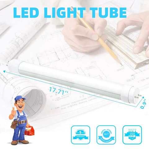 12-30V 18 Inch LED Tube Replacement For Automotive RV Marine 7W 5500K Daylight White Frosted Lens Rotatable End Caps