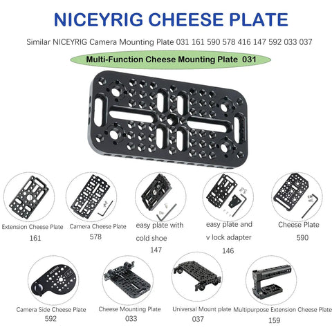 Pro Camera Cheese Mounting Plate With 15mm Rod Clamp Built Like A Tank For DSLR Videography Rigs And Cinema Mods featuring a sturdy multi-hole design.