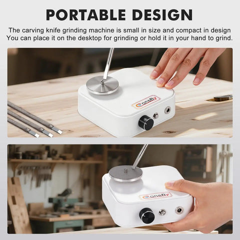 Solid Workhorse Rotary Engraver Sharpener With Four Precision Grinding Discs Variable Speed Dial, compact design for easy handling.