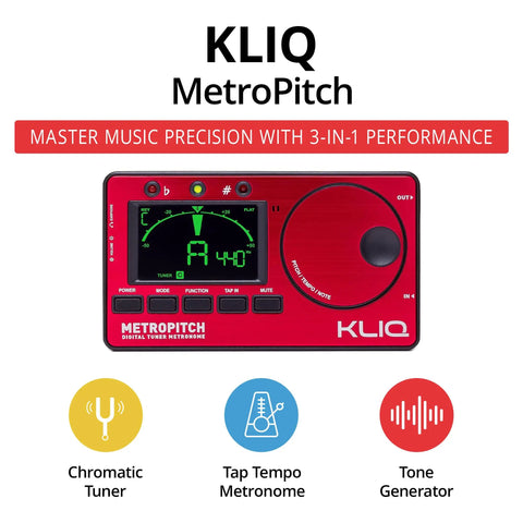 Digital Metronome and Tuner 3 In 1 for Practice Smarter Tone Generator and Tempo Tool for Piano Guitar Bass Violin Ukulele and All Instruments Compact Red Unit for On The Go Jams and Everyday Sessions shown