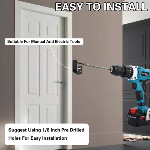 Heavy Duty 2x4 Door Barricade Brackets Kit With Screws And Anchors For Home Shed Barn Garage Doors installation with drill