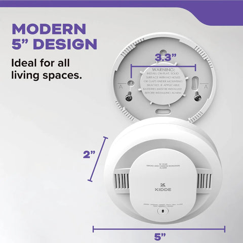 Two Pack Smoke And Carbon Monoxide Detector Combo With 10 Year Battery, Dual Sensor Tech shown with modern 5-inch design