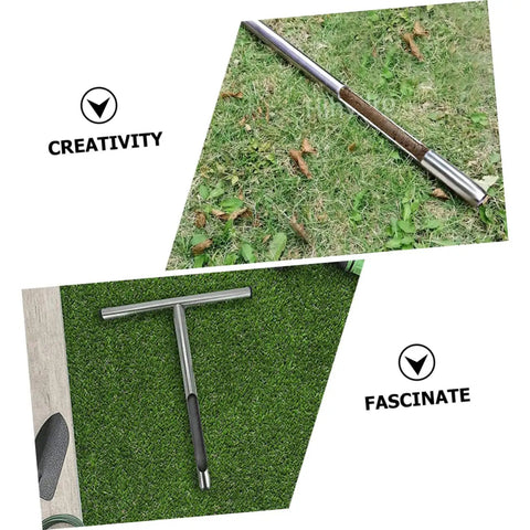 304 Stainless Steel Soil Sampler Probe With T Handle For Lawn Maintenance Garden And Farm Testing on grass