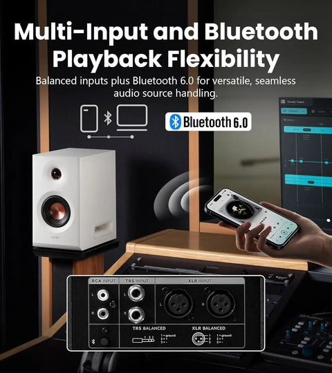 Hi Res Audio 2.0 Studio Monitors For Your Home Studio Setup Vibe, 110W RMS, 3 Way Active Bookshelf Speakers With Bluetooth 6.0