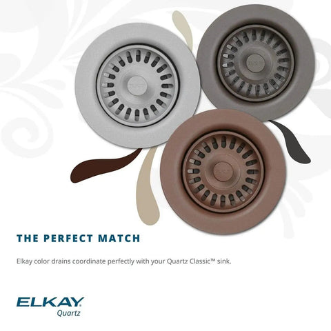 Color Matched Polymer Drain Fitting With Removable Basket Strainer And Rubber Stopper White Finish For Quartz Classic And Quartz Luxe Sinks Durable Color Matched Polymer Construction For No Fuss Install And Long Lasting Kitchen Sink Performance in three colors