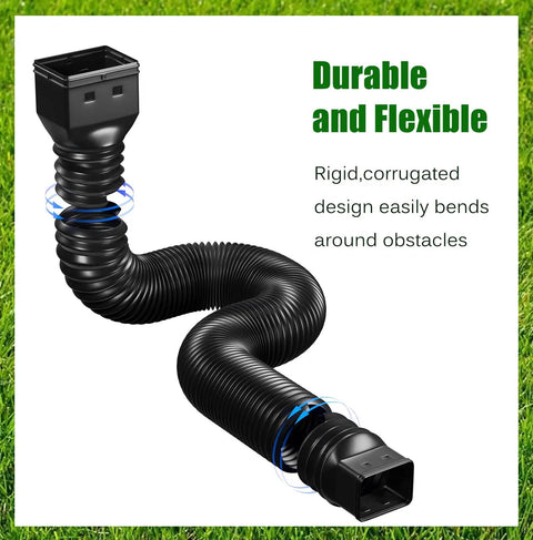 Flexible Downspout Extender Set Extendable From 21 To 60 Inches With Diverter No Fuss Install Keeps Yard And Lawn Dry Black
