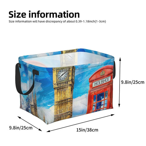 Hella Roomy Watercolor Storage Basket, Durable Foldable Organizer For Closet And Shelf, 9.8in x 15in, waterproof fabric design.