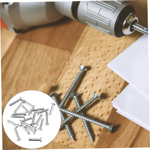 20 Piece Stainless Steel Clevis Pin Kit With Single Hole For Fixed Locating next to drill and wood screws on table