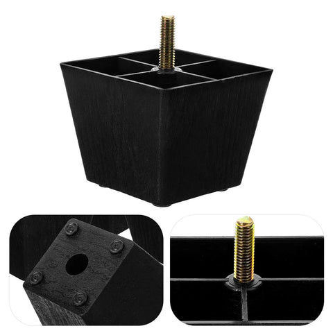 Adjustable Furniture Legs 8-Piece Set With Threaded Studs For Uneven Surfaces Square Plastic And Metal Sofa Feet Replacement For Cabinets And Chairs