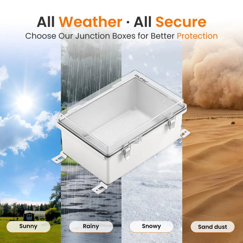 IP67 Waterproof Outdoor Junction Box Enclosure Built Tough For Electrical Projects With Mounting Plate in all weather conditions