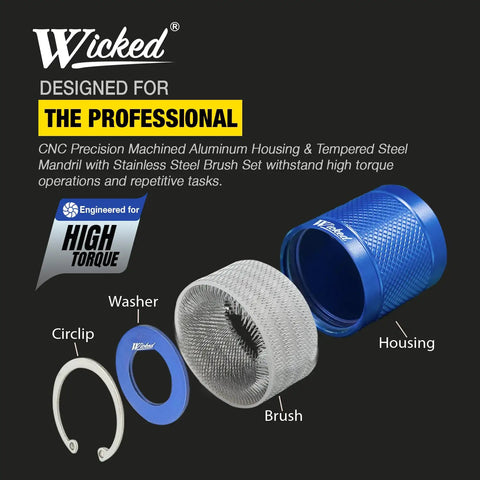 Pro Grade One Inch Copper Pipe Cleaner For Plumbers, Extreme Duty Tool With Aircraft Grade Aluminum Housing Exploded View