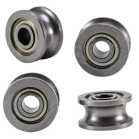 10Pcs U Groove Belt Pulleys For Track Linear Motion System, Heavy Duty Deep Metal Guide Wheel With U Groove Bearing, Carbon Steel, 4mm Bore, 13mm OD, 7mm Height, 5.2mm U Groove Width, Double Shield; carbon steel U-groove pulley set