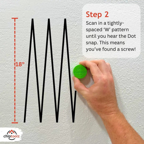 Nifty Pocket Friendly Neodymium Magnet Stud Finder For Drywall And Plaster Walls completely battery free scanning a wall in a W pattern.