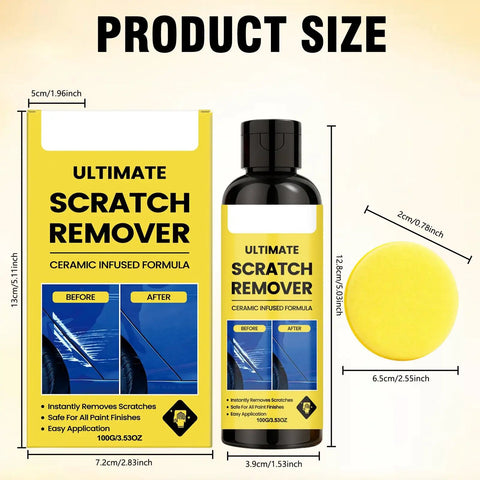 No Sweat Car Scratch Remover Quick Fix Paste For Shallow And Deep Auto Scratches Treats All Paint Colors with size info.