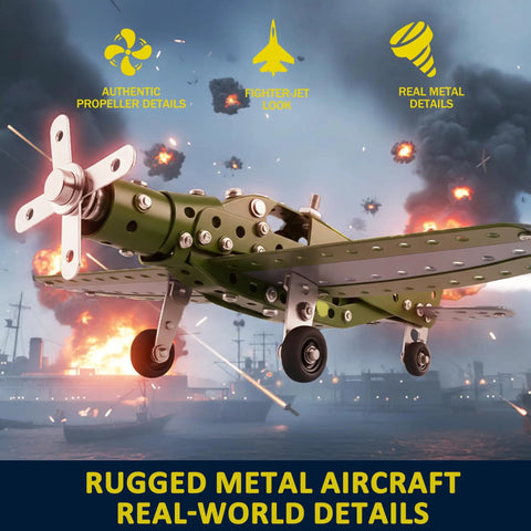 Metal Airplane Building Kit For Kids Ages 8 16 285 Piece DIY Mechanical Engineering Set with realistic aircraft model.