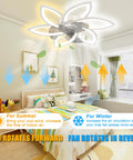 Dope 30 Inch Ceiling Fan With Lights Remote Control Dimmable shown above a modern bedroom setting with color rotation guide.