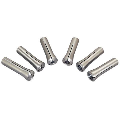 Pro Grade 6 Piece R8 Collet Set With Rack For Milling Machines Inch Size Range From One Eighth To One Half Inch Heavy Duty Quick Change
