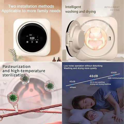 Ditch The Laundromat Compact 2 In 1 Washer And Dryer With Lcd Display, 11 Lb Front Load Stainless Tub, installation methods and features shown.
