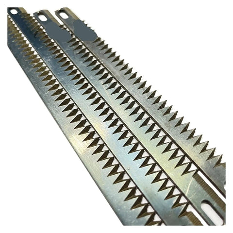 Heavy Duty Tea Bag Sealing Machine Tooth Blades Replacement Parts Vertical Packing Knives For Industrial Packaging Built Tough High Hardness Wear Resistant Knockout Sharp 5 Pack Set, serrated steel blades.