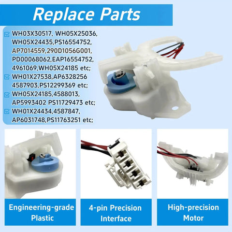 Washer Mode Shifter Actuator Kit Replacement For GE Washers Replaces 4587847 And 4588013 Parts WH03X30517, 4-pin plastic