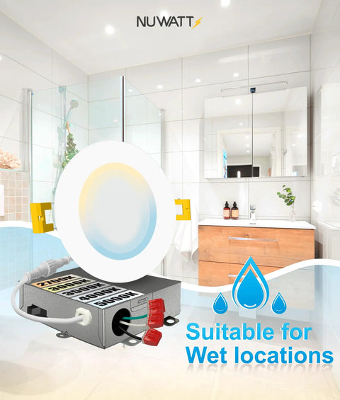 Dope 4 Inch Ultra Thin LED Recessed Lighting Kit With 5 Color Temperatures suitable for wet locations in a bathroom setting