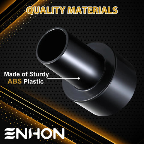 Two Pack Hose Adapter From Two And A Half Inch Outer Diameter To One And A Half Inch Outer Diameter Reducer For Dry And Wet Vacuum Hoses, Ideal Dust Collection Connector In Black made of ABS plastic