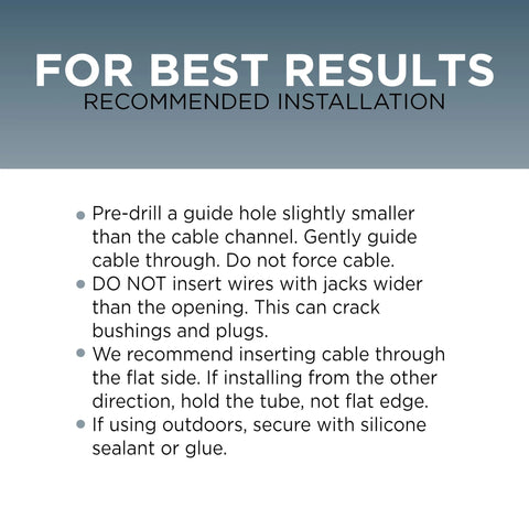Front view of installation guide slide for coaxial feed-through bushing with bullet-point tips.