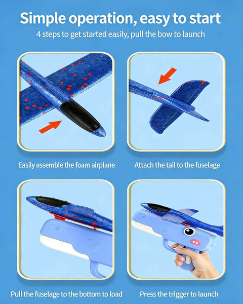 Step-by-step guide for using Dinosaur Foam Glider Launcher Toy With 8 Inch Foam Glider For Easy Battery Free Launch Long Range Flight