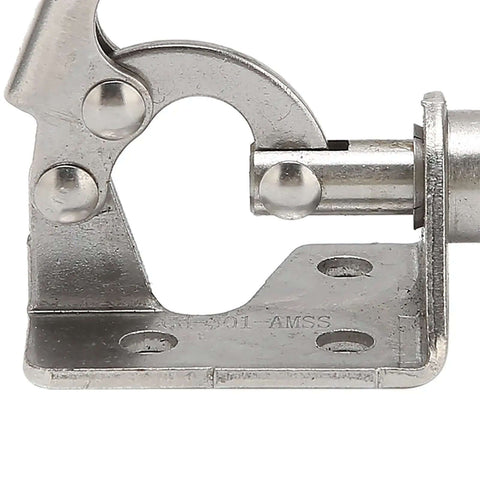 Close-up of Stainless Steel Toggle Clamp With Quick Release, showcasing heavy duty metal construction and pivot details.