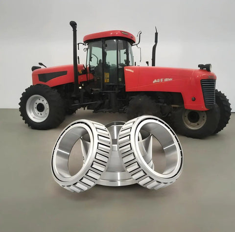 Pro Grade Tapered Roller Bearing 33281 33462 displayed with tractor, 71.44mm ID, 117.42mm OD, GCr15 steel, for machinery and automotive applications