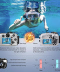 Swimmer using Underwater Camera Housing For Olympus TG-7 With Wide Angle Lens And Red Filter, IPX8 Waterproof Case up to 60m, white finish.