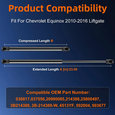 Chevrolet Equinox Rear Liftgate Strut Right Side Replacement For Easy Hands Free Power Lift Gate Trunk Shock Absorber 23 inch
